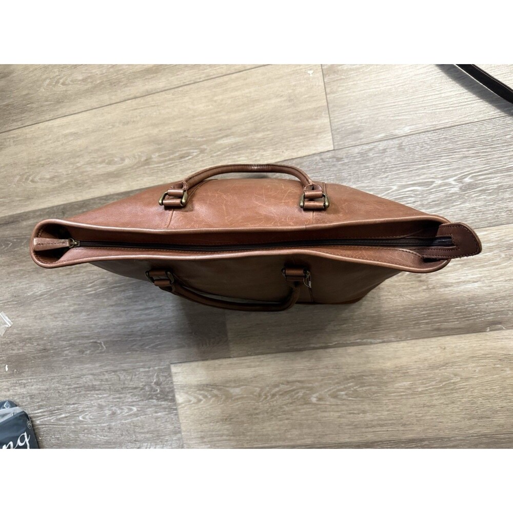 Vtg L.L. Bean Town & Field Wildlife Lining Leather Brown Tote Bag Shopper Travel - Picture 8 of 16